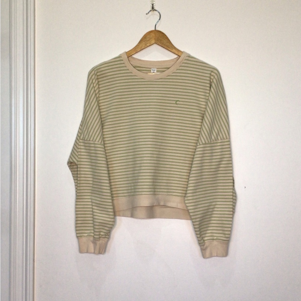 ZYIA Striped Crewneck Sweater Cream & Olive Green Size XXL - Picture 4 of 11